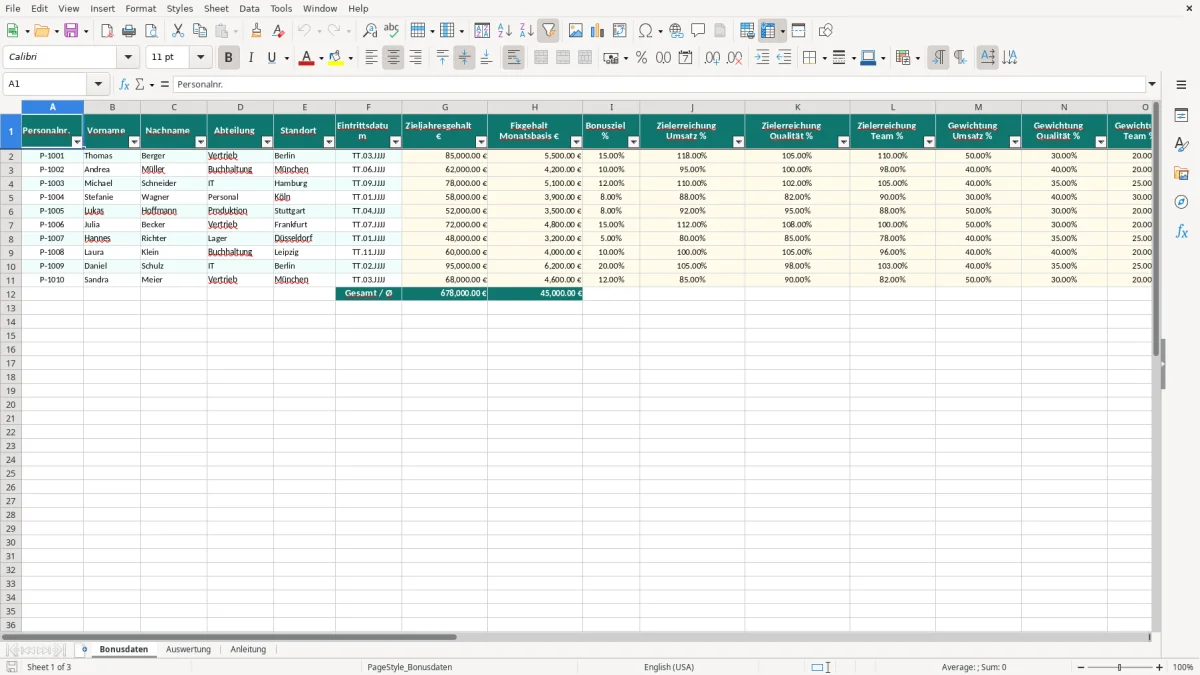 Captura de tela 1: Aba Bonusdaten - Planilha Excel bonusberechnung excel vorlage